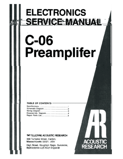 Acoustic Research C-06 C06 Preamplifier