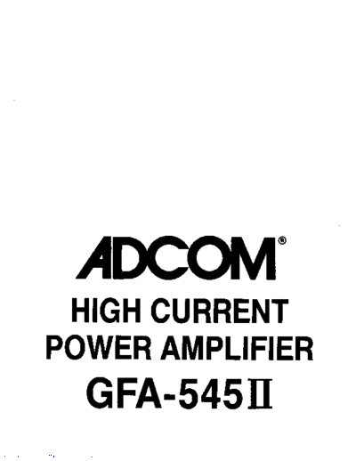 Adcom GFA-545II Adcom GFA-545II Owners Manual