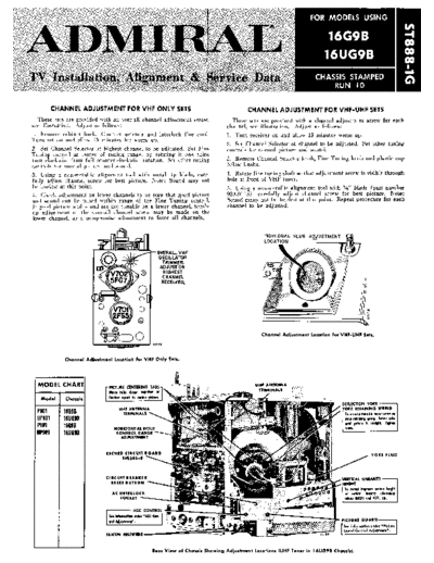 Admiral 16G9B 16UG9B TV installation, alignment and service data