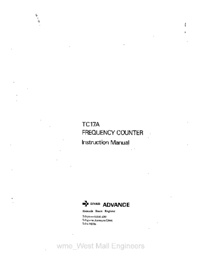 Advance Instruments TC17A Advance Instruments (Gould) Timer Counter TC17A User Manual Including Schematics.