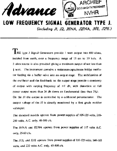 Advance J1A Low frequency signal generator