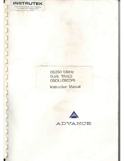 Advance OS250 Dual trace oscilloscope instruction manual