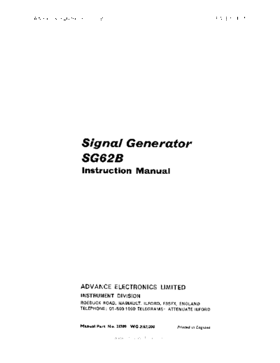 Advance SG62B Signal generator instruction manual