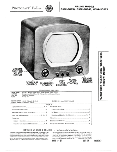 Airline 05BR-3021B, 05BR-3024B, 05BR-3027A Service Manual