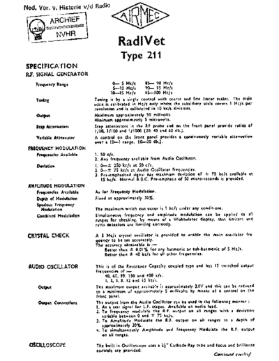 Airmec RadiVet Type 211 Service Manual