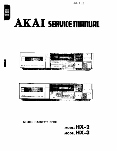 Akai HX2, HX3 cassette deck (oth.ver.docs)