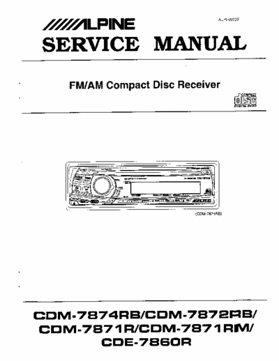 Alpine CDE7860, CDM7871, CDM7872, CDM7874 car radio