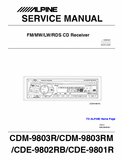 Alpine CDE9801, 9802, CDM9803 car radio