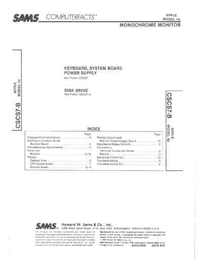 Apple A2M4090 IIc Monitor Complete schematic, parts list and circuit descriptions of the Apple IIc 9" A2M4090 Monitor from 1984.