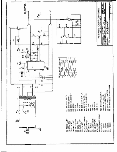 Astron RS-7A RS-12A Schematic for Astron Models RS-7A and RS-12A power supplies