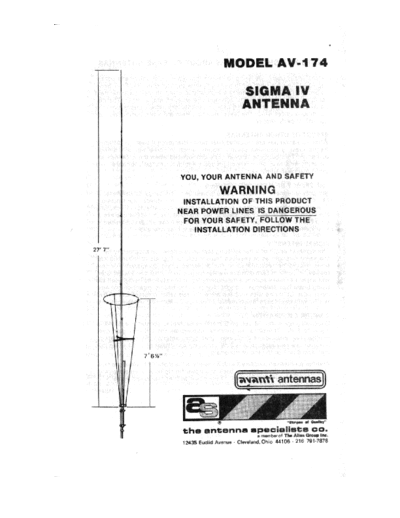 Avanti AV-174 Handleiding voor de Avanti Sigma 4  AV-174 antenne