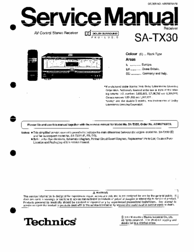 Technics SA-TX30 Technics SA-TX30 Surround Sound Receiver

Part 1