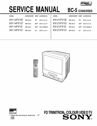 Sony KV14FV1 KV21FV1 TVCR KV-14FV1 KV-21FV1