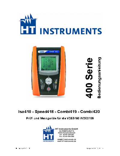 HT Instruments Combi 419 User nanual HT Instruments Combi 419 Installation tester