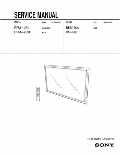 sony pfm-42b1e full service manual for plasma tv