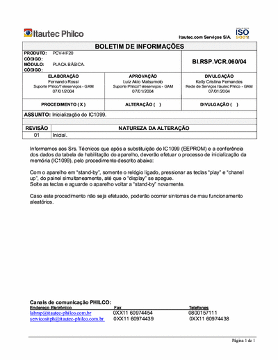 Philco Varios Boletins tecnicos Autorizadas
