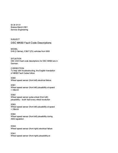 bmw all bmw dsc fault code