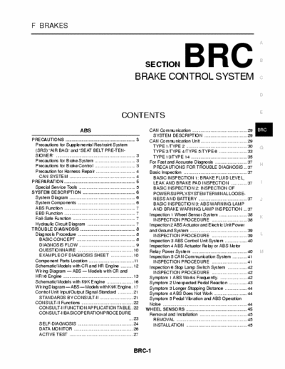 Nissan Micra [ver. K12] Manual Service Brake & Brake Control System [vers. 09 05] - Tot. 7.87Mb Part 1/2 - Pag. 34+34+106+106