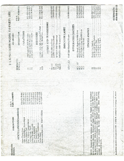 B&K 510 Diagrama.
Lista de partes.
Imagen.
B&K transistor tester