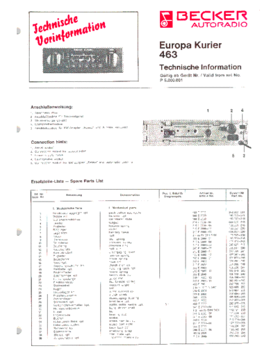 becker Europa Kurier 463 service manual