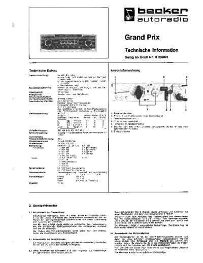 Becker Grand Prix 240 service manual