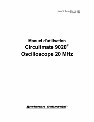 Beckman Industrial Circuitmate 9020 User