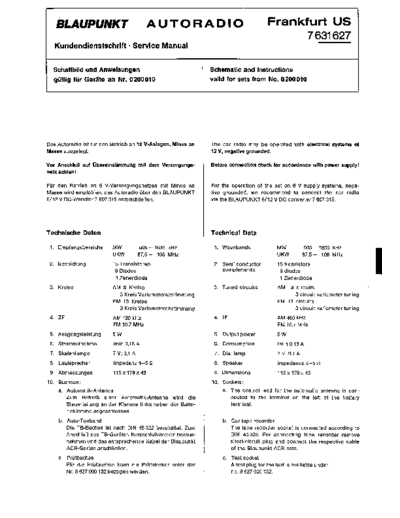 blaupunkt frankfurt us autoradio service manual