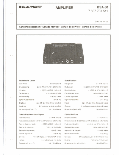 Blaupunkt BSA80 BSA80 Amplifier