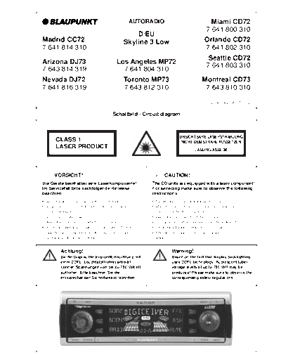 Blaupunkt CD72, CD73, MP72, MP73, CC72, DJ73, DJ72 Circuit Diagram (Schaltbild) Car Audio - (Tot. File 3.281Kb) pag. 18 - Part 1/2