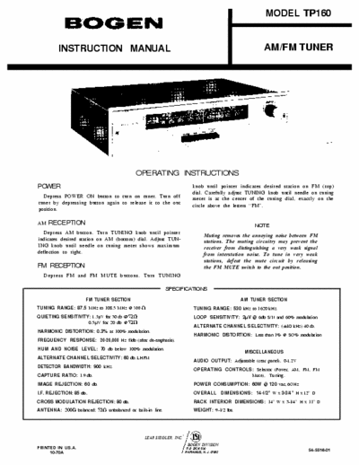 Bogen TP160 tuner