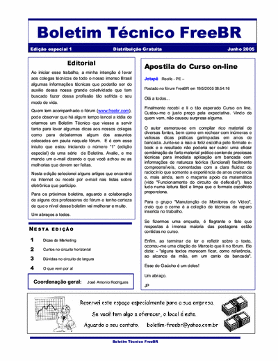 boletim técnico  Boletim técnico - edição especial 1