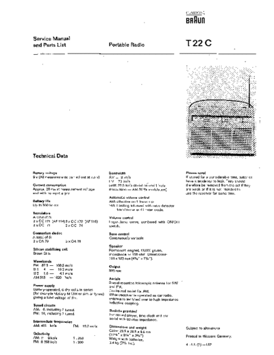 Braun T 22 service manual