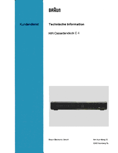 Braun HiFi Cassettendeck C4 service manual