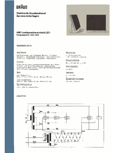 Braun LE 1 data, scheet