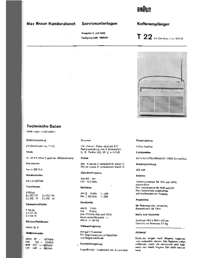 Braun T 22 service manual