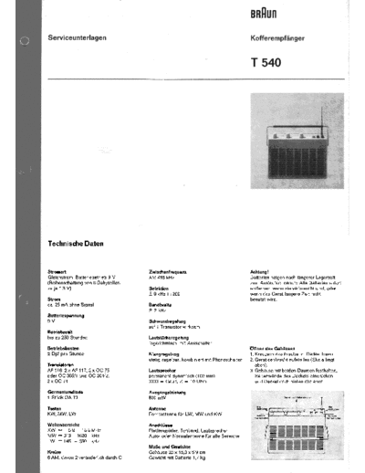 Braun T 540 service manual