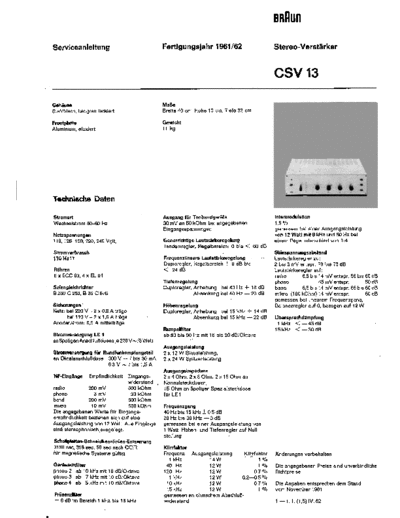 Braun CSV 13 service manual