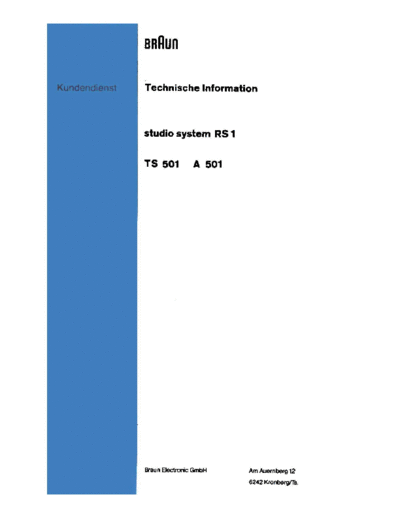 Braun RS 1 TS 501 A 501 service manual