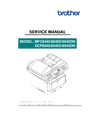 Brother 8840D Brother 8840D multifunction printer full service manual