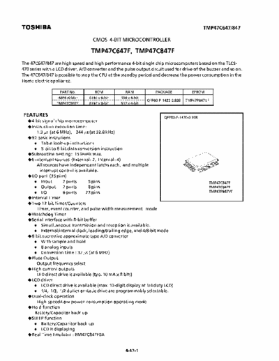 Toshiba TMP47C647/847 CMOS 4-Bit microcontroller