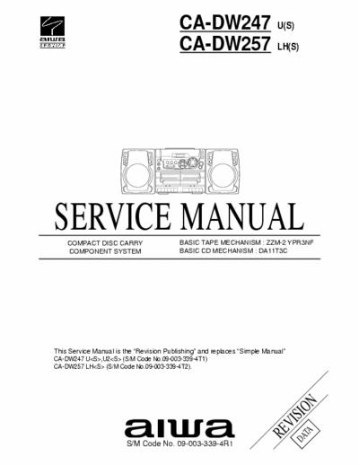 Aiwa CA-DW247, CA-DW257 Service Manual Cd Carry Component System - Tape mech. ZZM-2 YPR3NF, Cd mech. DA11T3C - (3.675Kb) 2 Part File - pag. 30