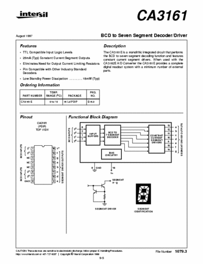 intersil ca3161 BCD para 7 segmentos