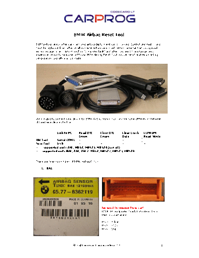 Bmw Crash data Airbag Reseteo ECU airbag después de colisión