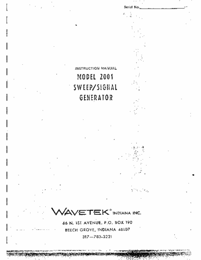 WAVETEK 2001 SERVICE MANUAL