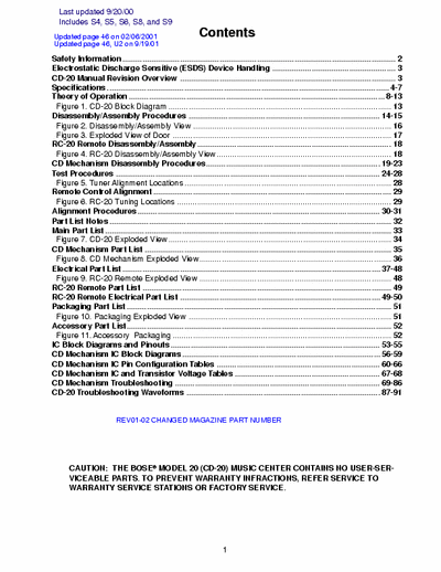 Bose Music Center CD20 Music Center CD20 Service Manual