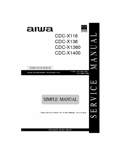 AIWA CDC-X116 Estereo Car CD Receiver