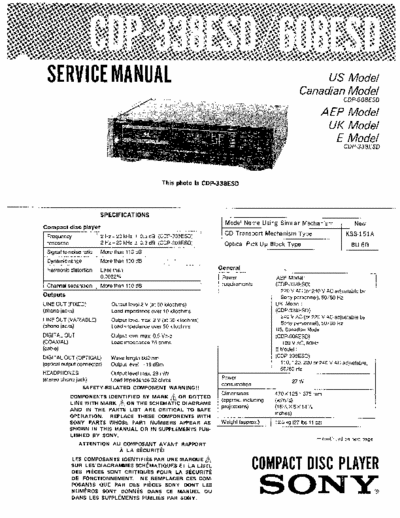 Sony CDP-338ESD_608ESD Service Manual  Compact Disc Player Sony