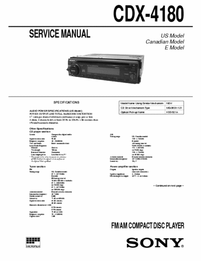 Sony CDX-4180 CDX-4180