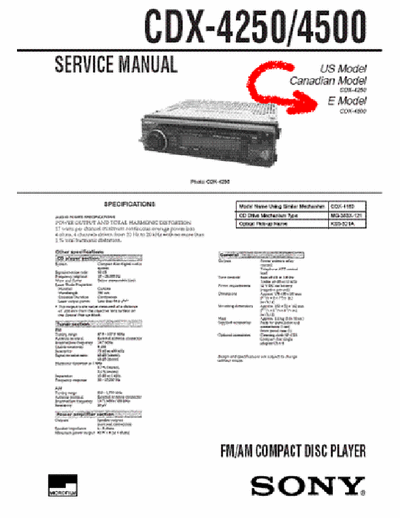 SONY CDX-4250 CDX-4250 Mod
(Addition Step for am=9khz , fm =50khz..)