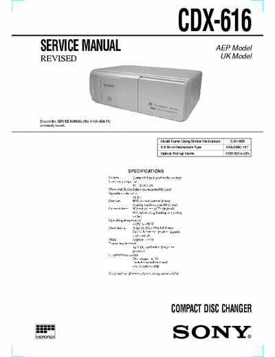 Sony CDX-616 Compact Disc Changer Sony